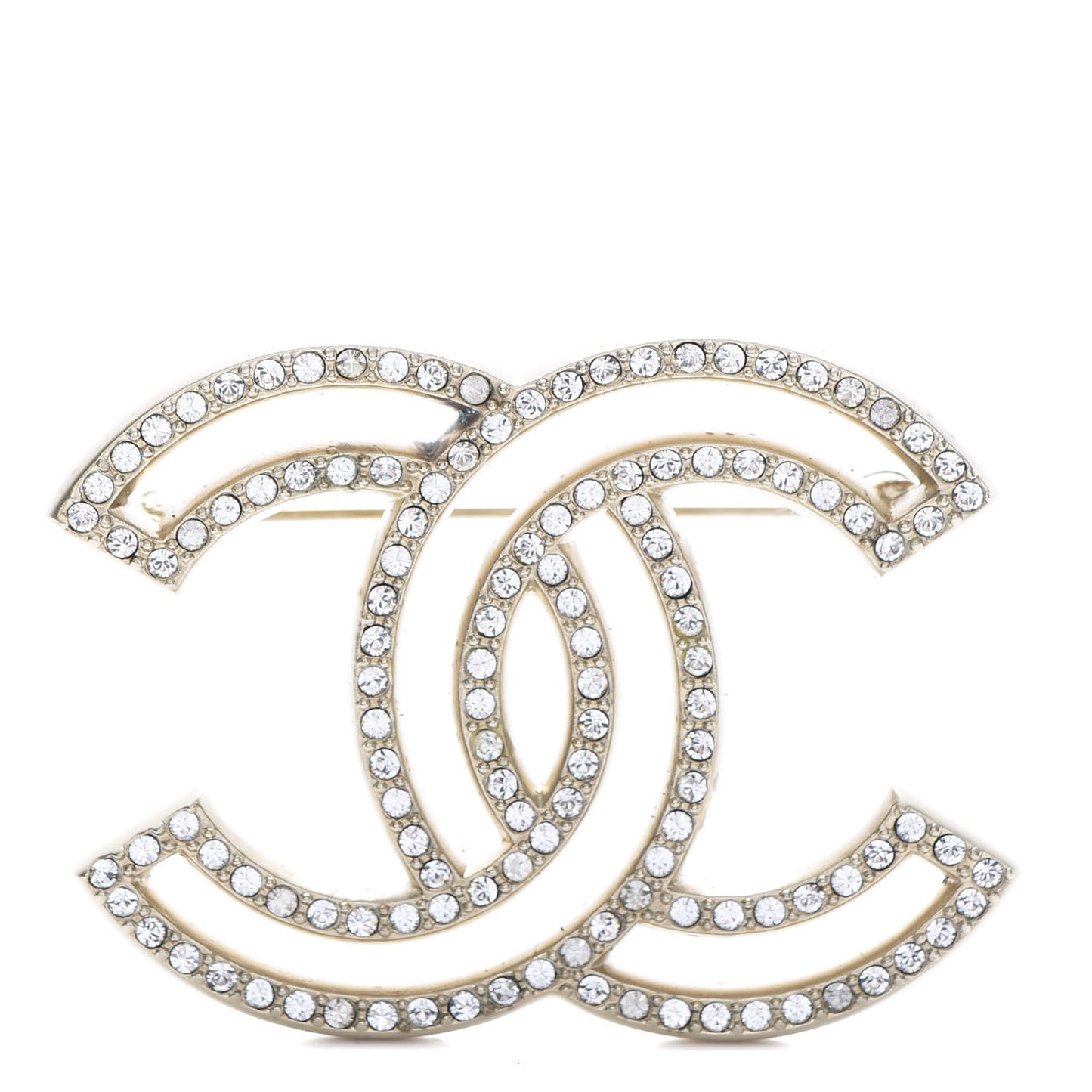 Crystal CC Brooch Gold