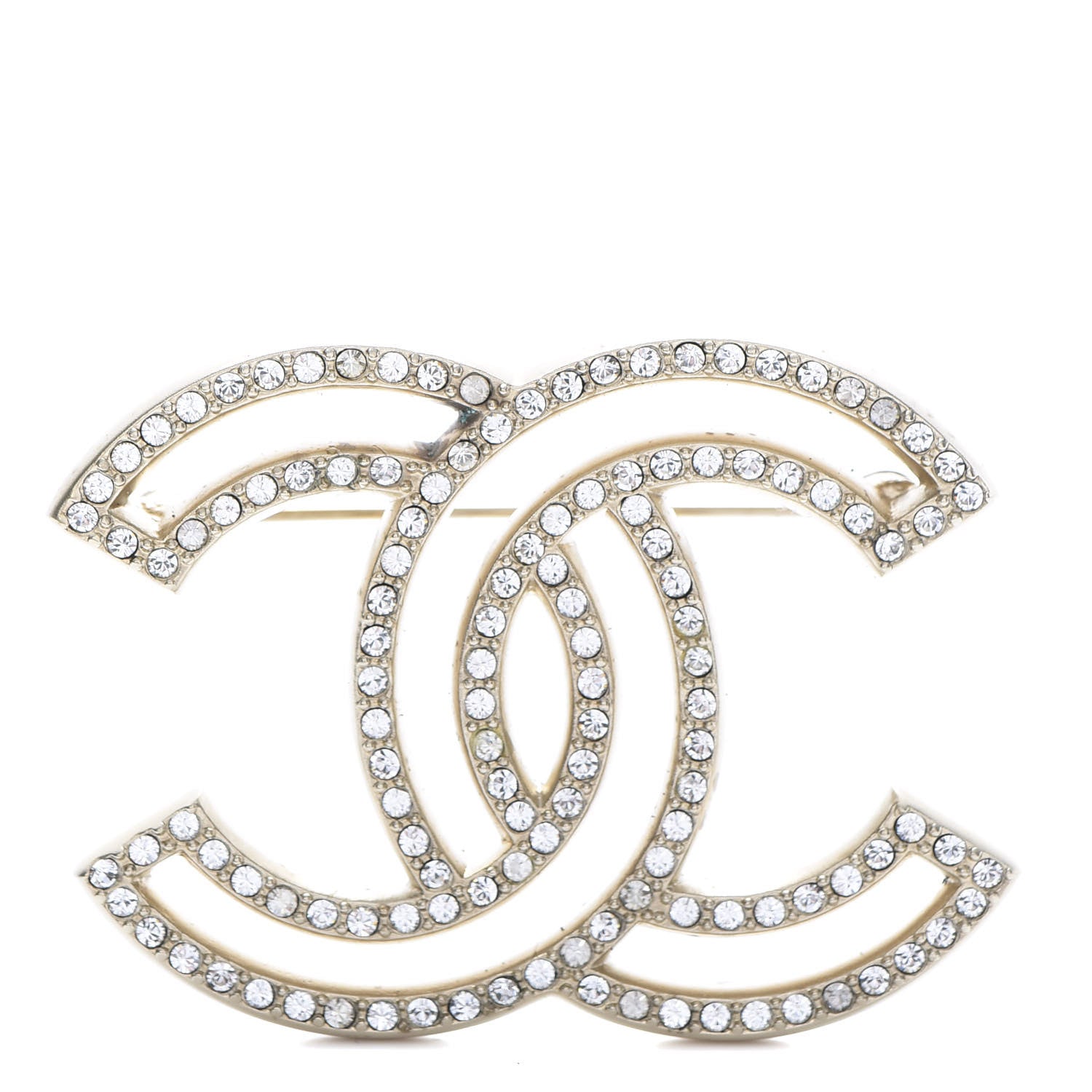 Chanel Crystal CC Brooch Gold 1 of 5