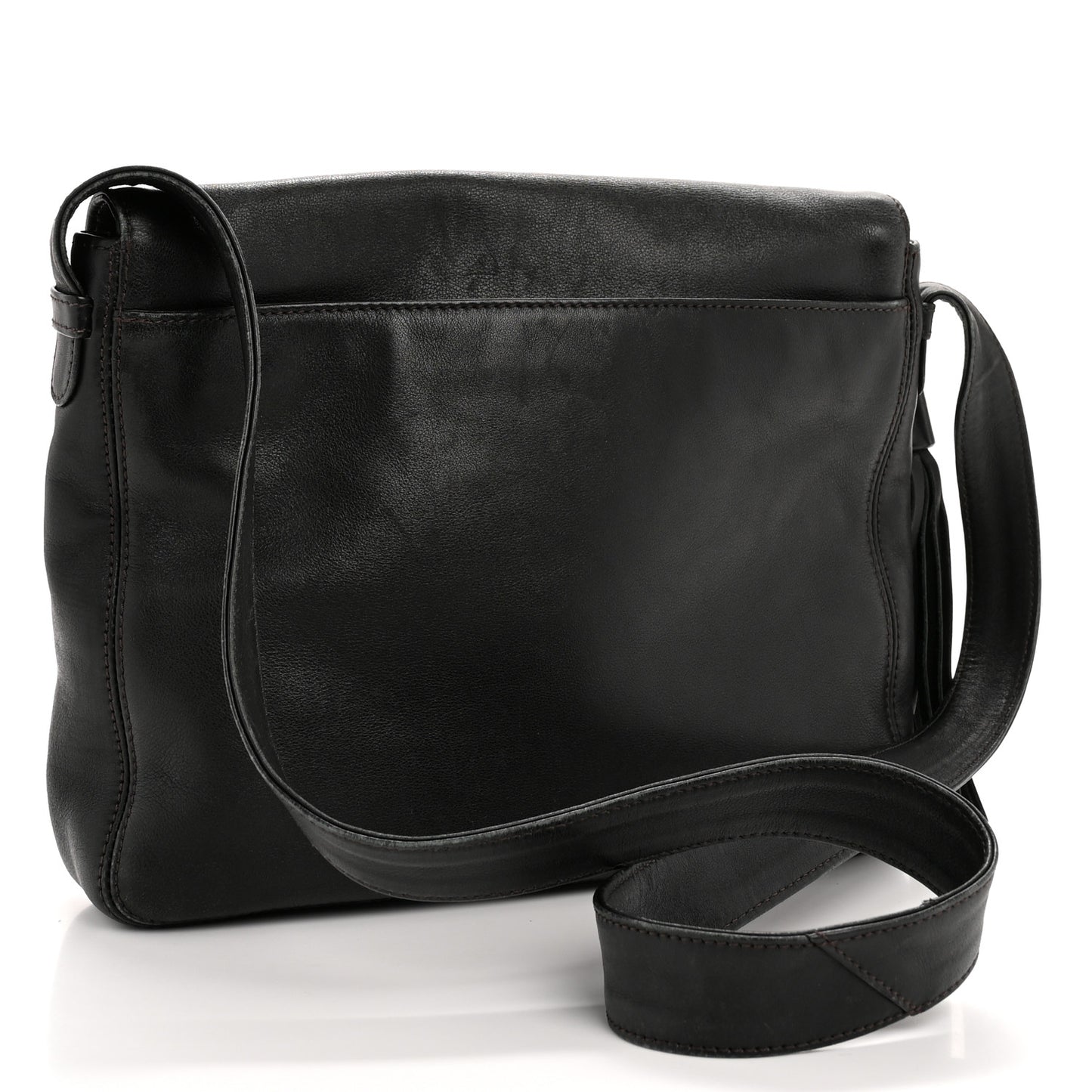 Lambskin CC Tassel Shoulder Flap Bag Black