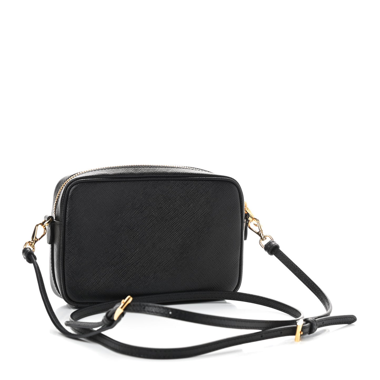 Saffiano Lux Small Camera Crossbody Bag Black