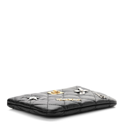 Chanel Aged Calfskin Quilted Small Lucky Charms Cosmetic Case Black 4 of 7