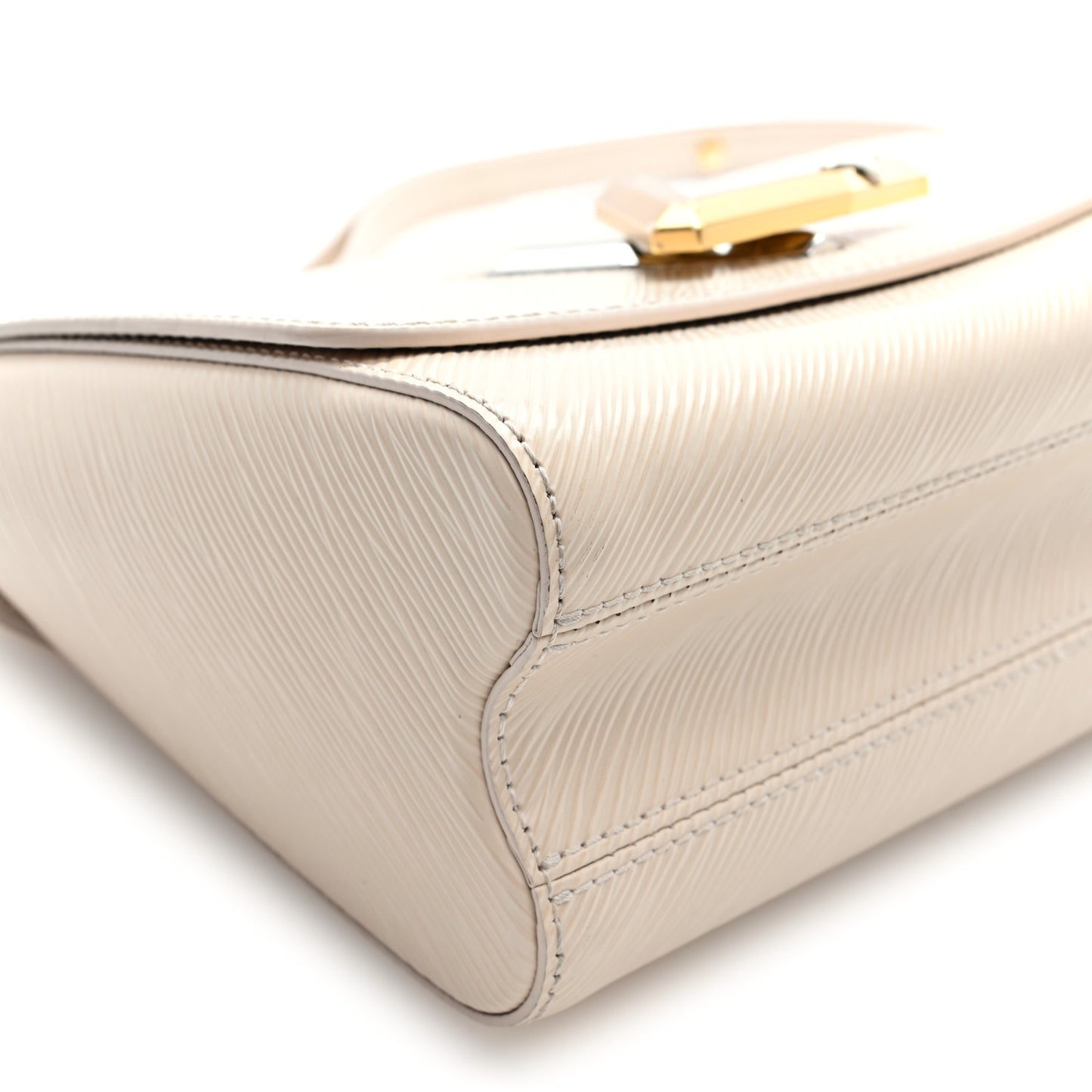 Epi Twist Monogram Flower Chain Shoulder Bag MM Quartz White