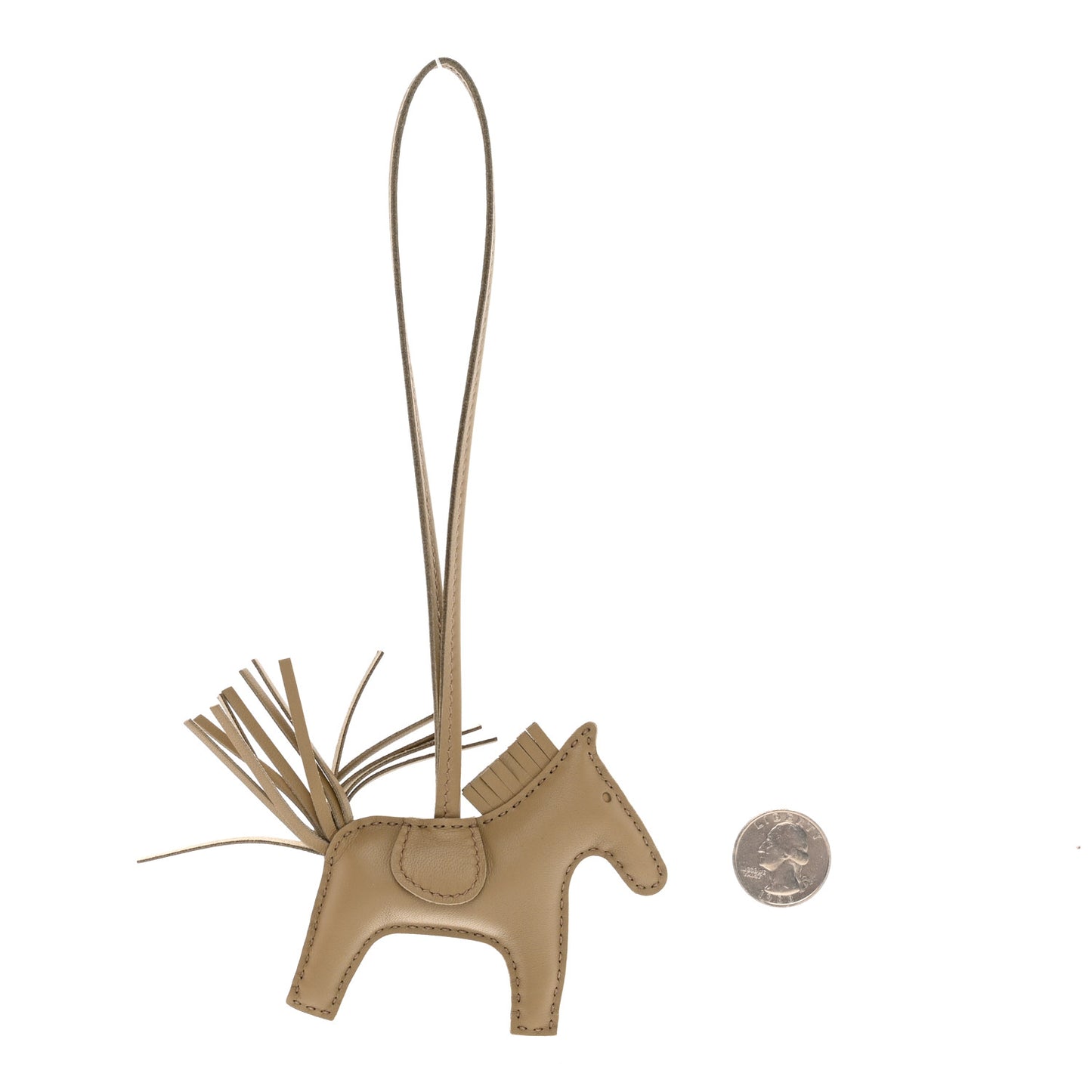Milo Lambskin Grigri Rodeo Horse Bag Charm PM Beige Marfa