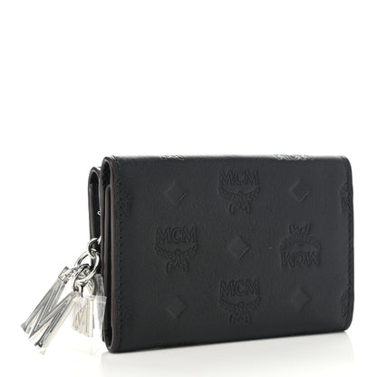 MCM Calfskin Ottomar Monogram Tri-Fold Wallet Black 3 of 9
