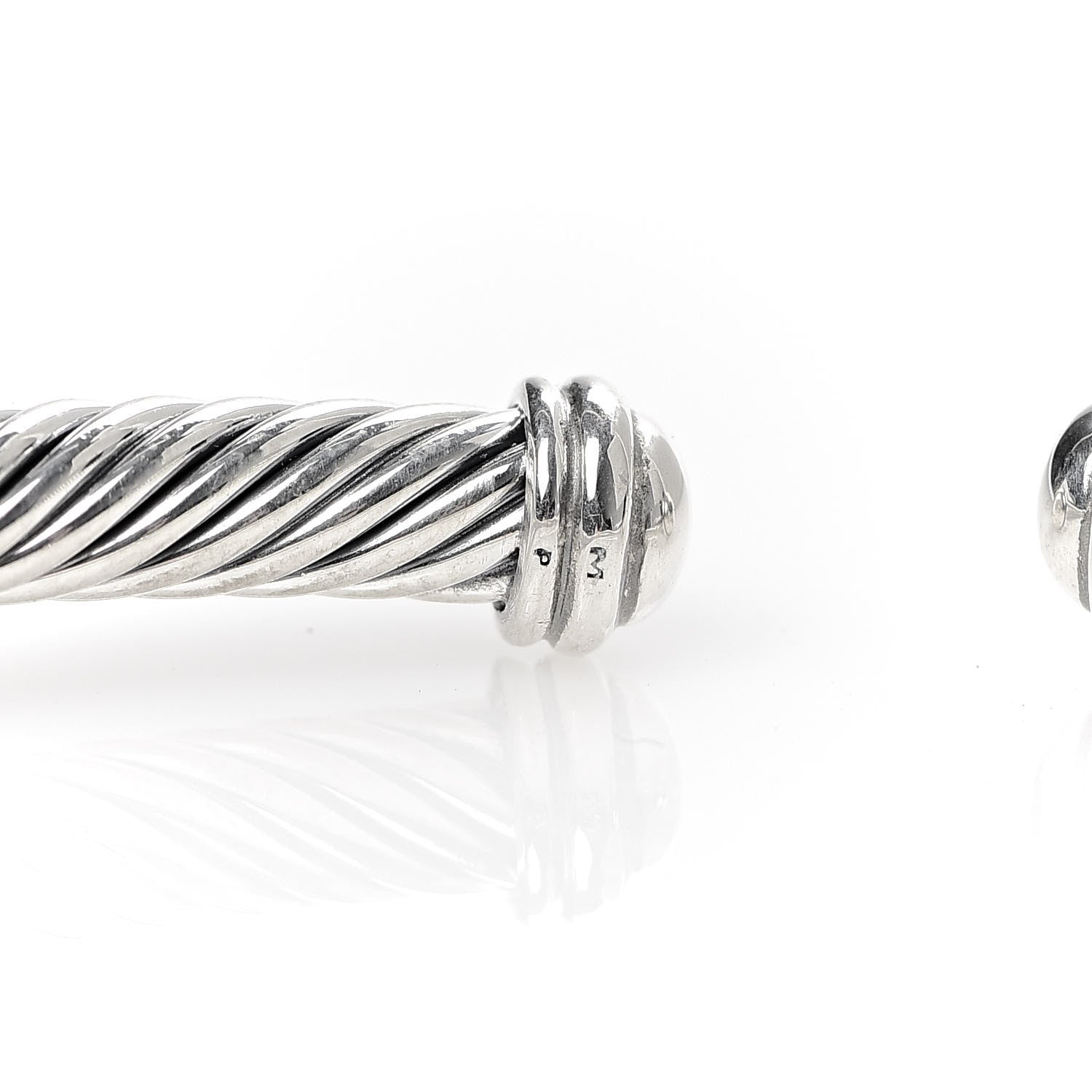 David Yurman Sterling Silver Diamond 4mm Cable Classics Single Station Bracelet 5 of 5
