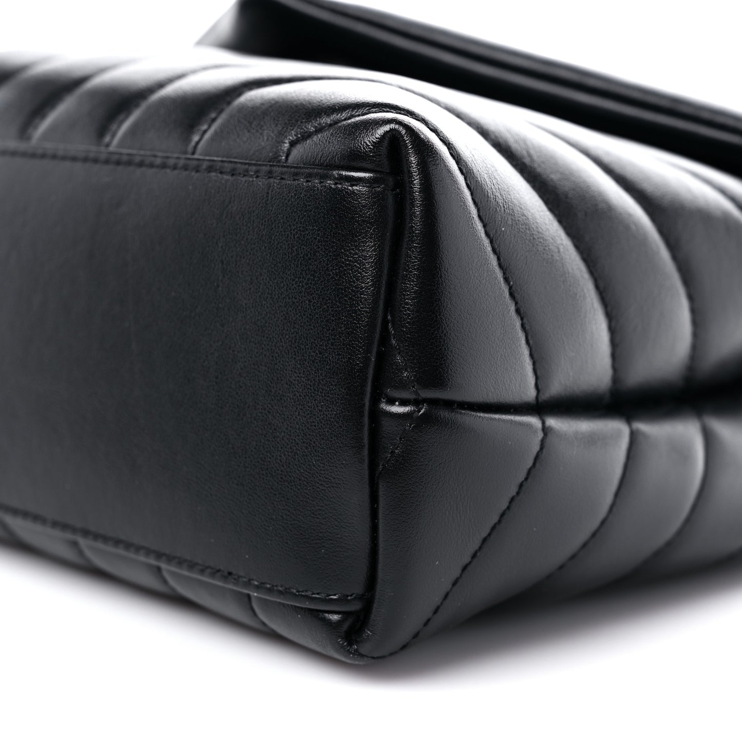 Calfskin Y Quilted Monogram Small Loulou Chain Satchel Black