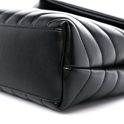 Saint Laurent Calfskin Y Quilted Monogram Small Loulou Chain Satchel Black 9 of 10
