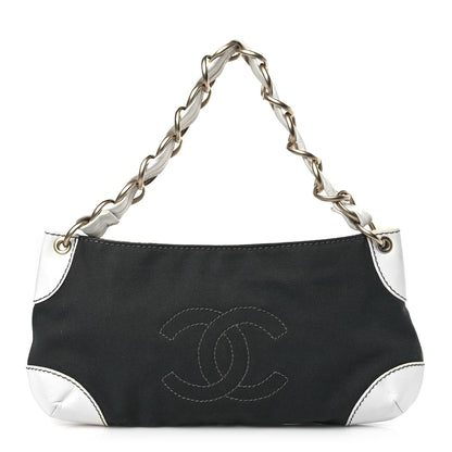 Chanel Lambskin Canvas CC Olsen Chain Shoulder Bag White Grey 1 of 10
