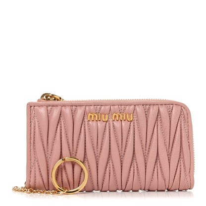 Miu Miu Nappa Matelasse Compact Zip Around Wallet Orchidea 1 of 7