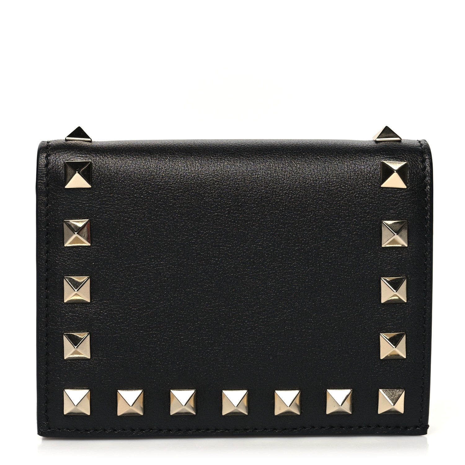 Valentino Garavani Calfskin Rockstud Bi-Fold Card Holder Black 1 of 8