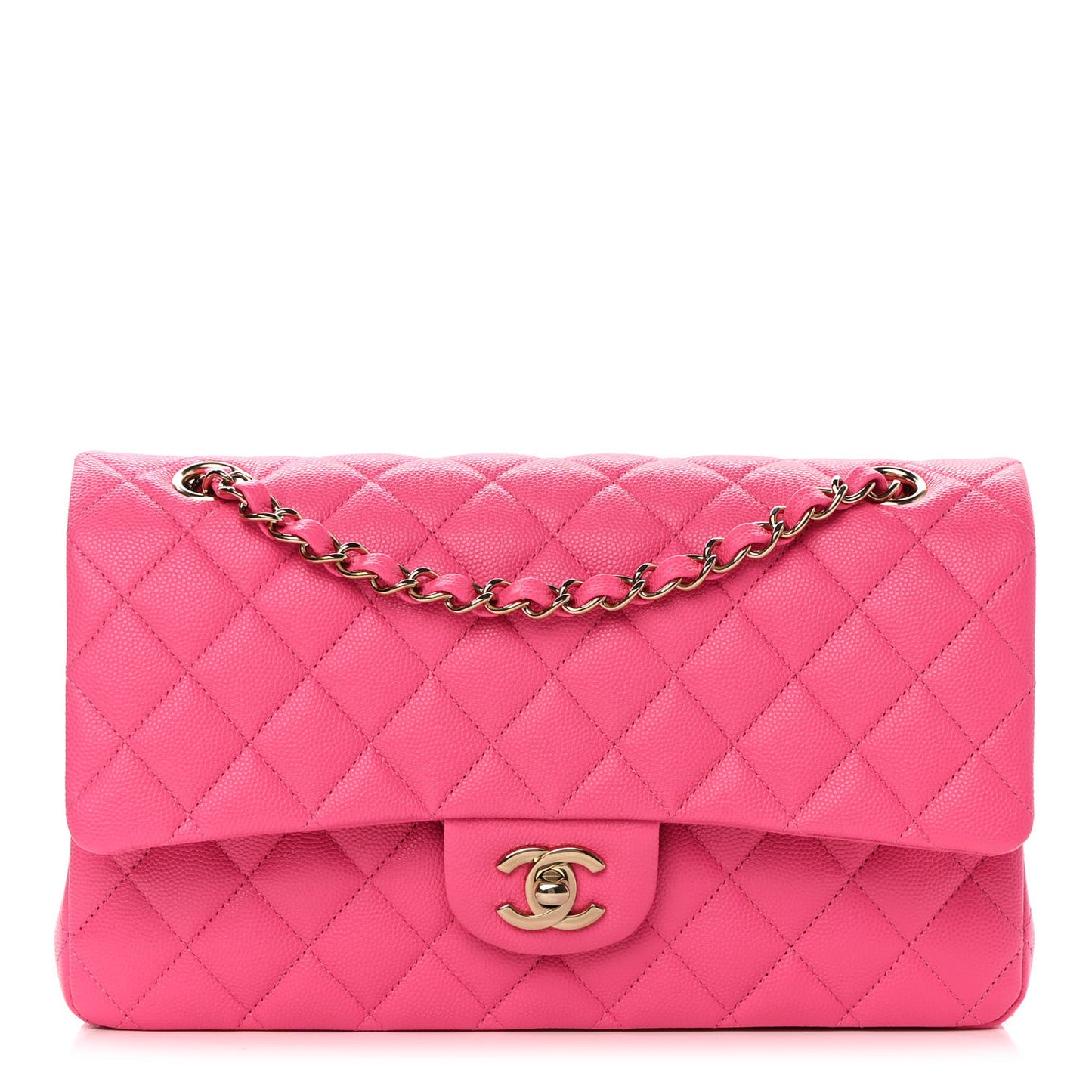 Caviar Quilted Medium Double Flap Rose