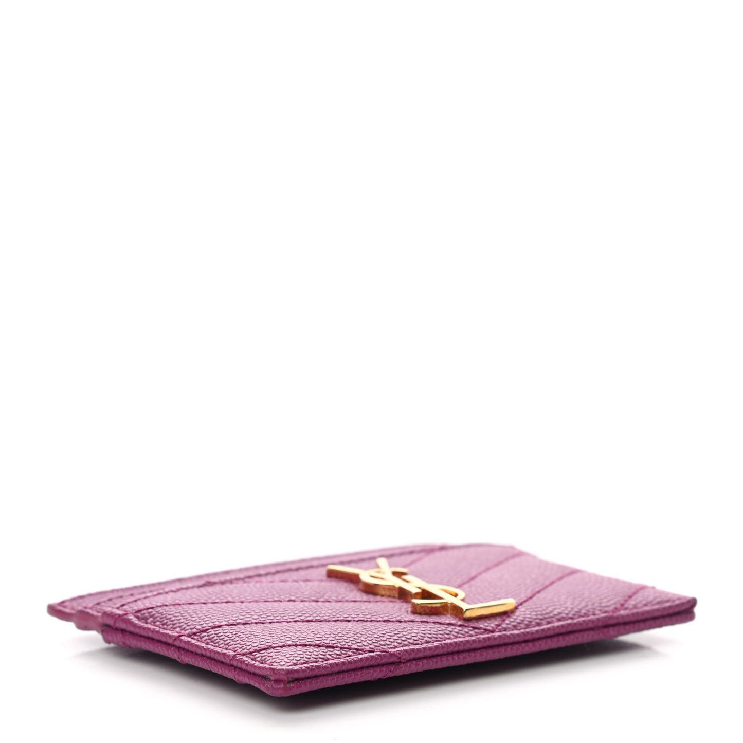 Grain De Poudre Matelasse Chevron Monogram Credit Card Case Dark Grape