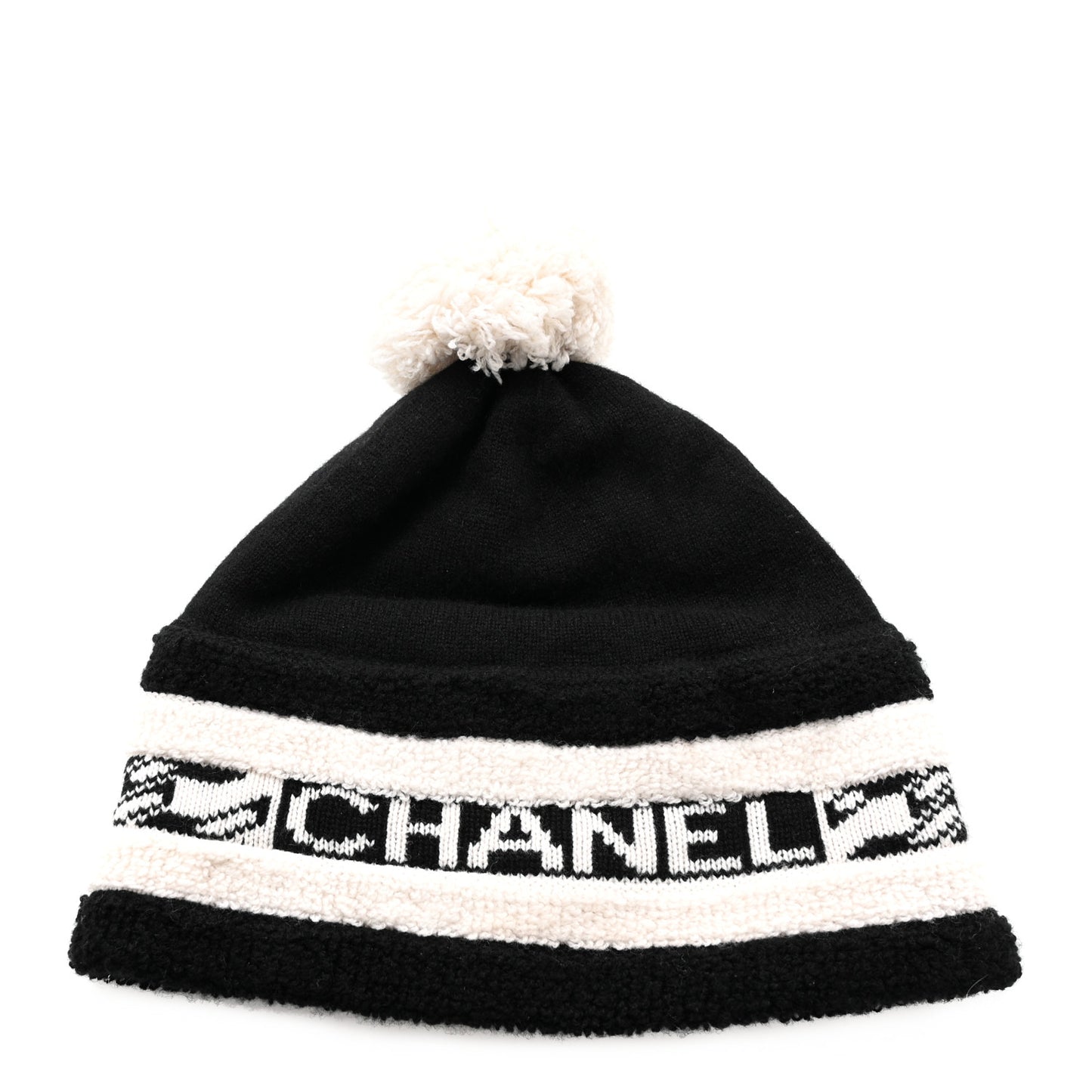 Cashmere CC Beanie Hat Ecru Black