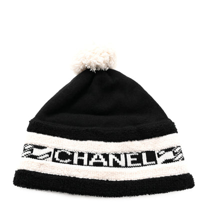 Chanel Cashmere CC Beanie Hat Ecru Black 1 of 7