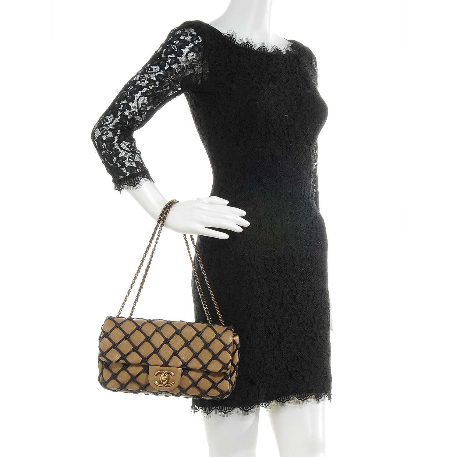 Chanel Calfskin Canebiers Medium Net Flap Dark Gold 2 of 7