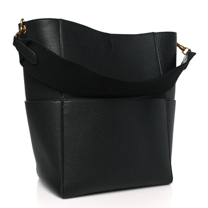 Celine Soft Grained Calfskin Sangle Bucket Bag Black 3 of 11