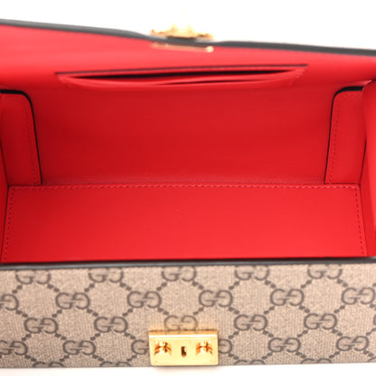 Gucci GG Supreme Monogram Moon Calfskin Love Valentines Day Padlock Case Beige Ebony New Geranium 5 of 12