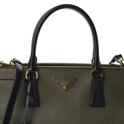 Prada Saffiano Lux Bi-Color Medium Galleria Double Zip Tote Militare Black 13 of 13