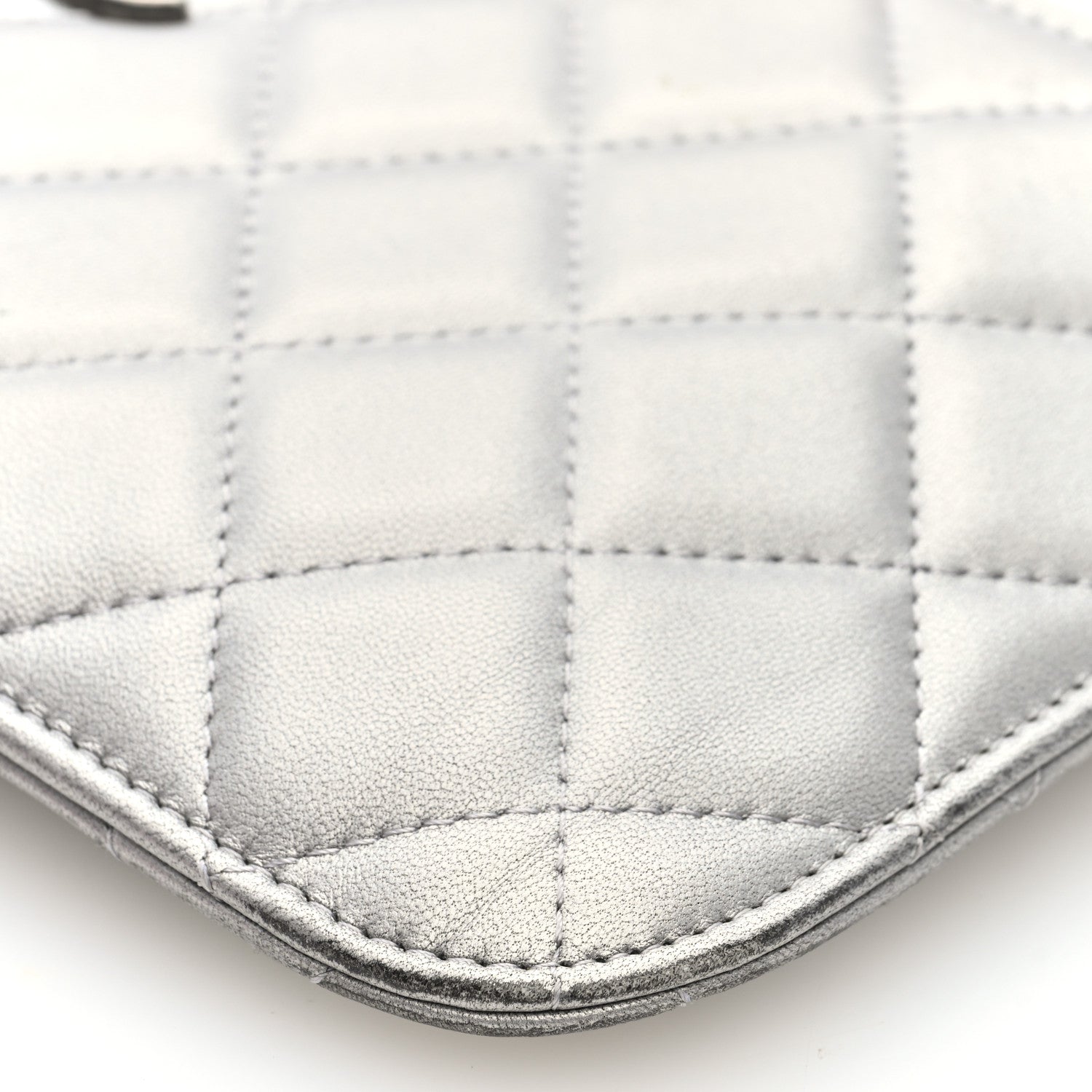 Chanel Metallic Lambskin Quilted Clutch With Chain Silver 11 of 14