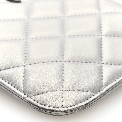 Chanel Metallic Lambskin Quilted Clutch With Chain Silver 11 of 14