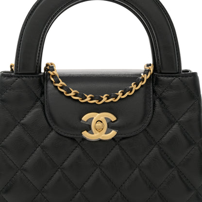 Chanel Shiny Aged Calfskin Quilted Nano Kelly Shopper Black 8 of 11