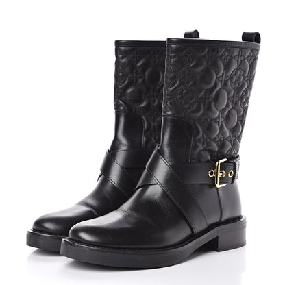 Louis Vuitton Calfskin Embossed Monogram Rebellion Half Boots 37.5 Black 3 of 9