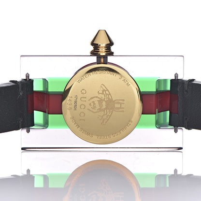 Gucci Stainless Steel Calfskin Plexiglass 24mm Skeleton Quartz Watch 5 of 8