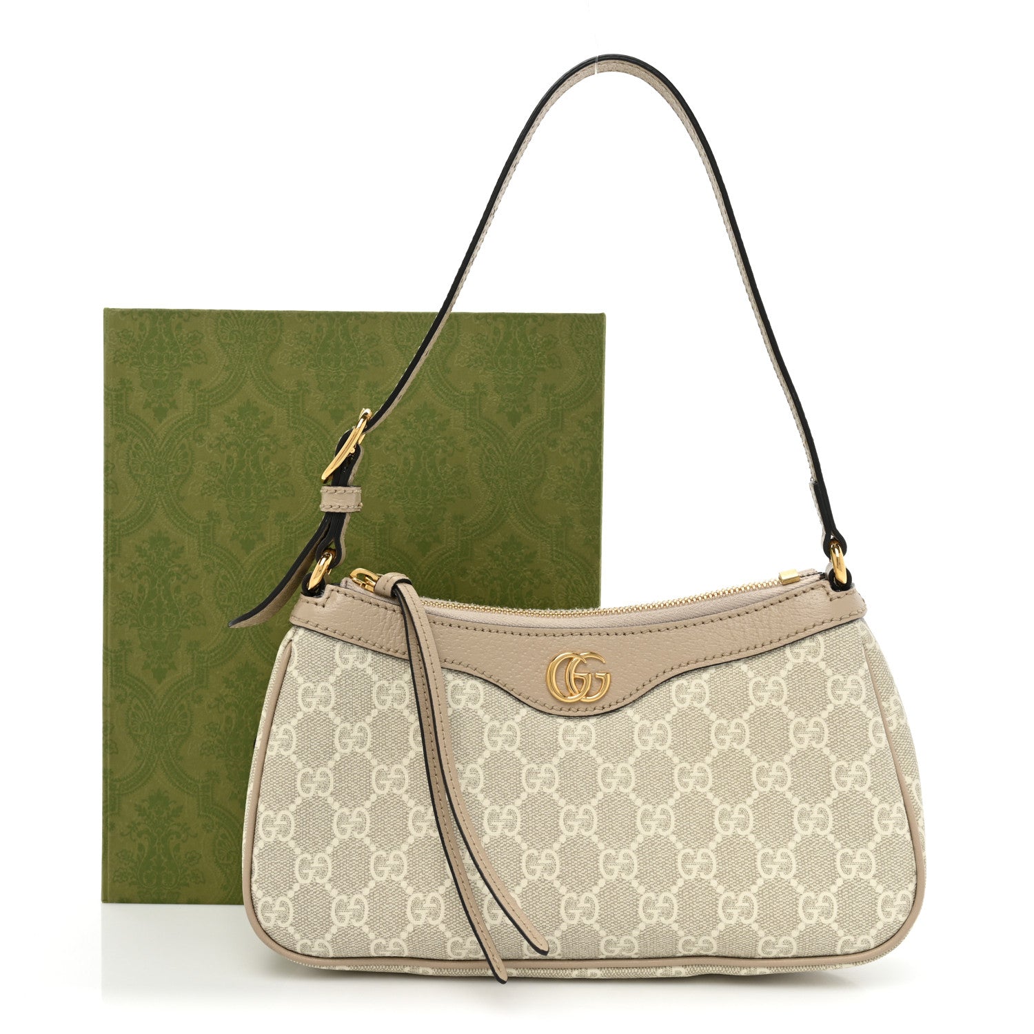 Gucci GG Supreme Monogram Textured Dollar Calfskin Small Ophidia Hobo Beige Mystic White Oatmeal 12 of 12