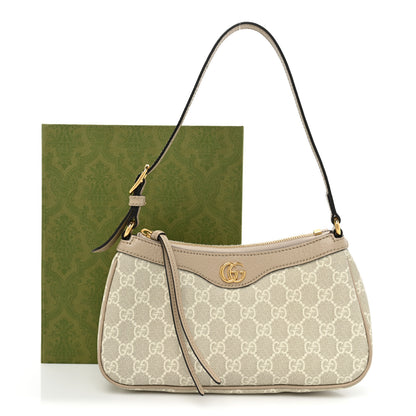Gucci GG Supreme Monogram Textured Dollar Calfskin Small Ophidia Hobo Beige Mystic White Oatmeal 12 of 12