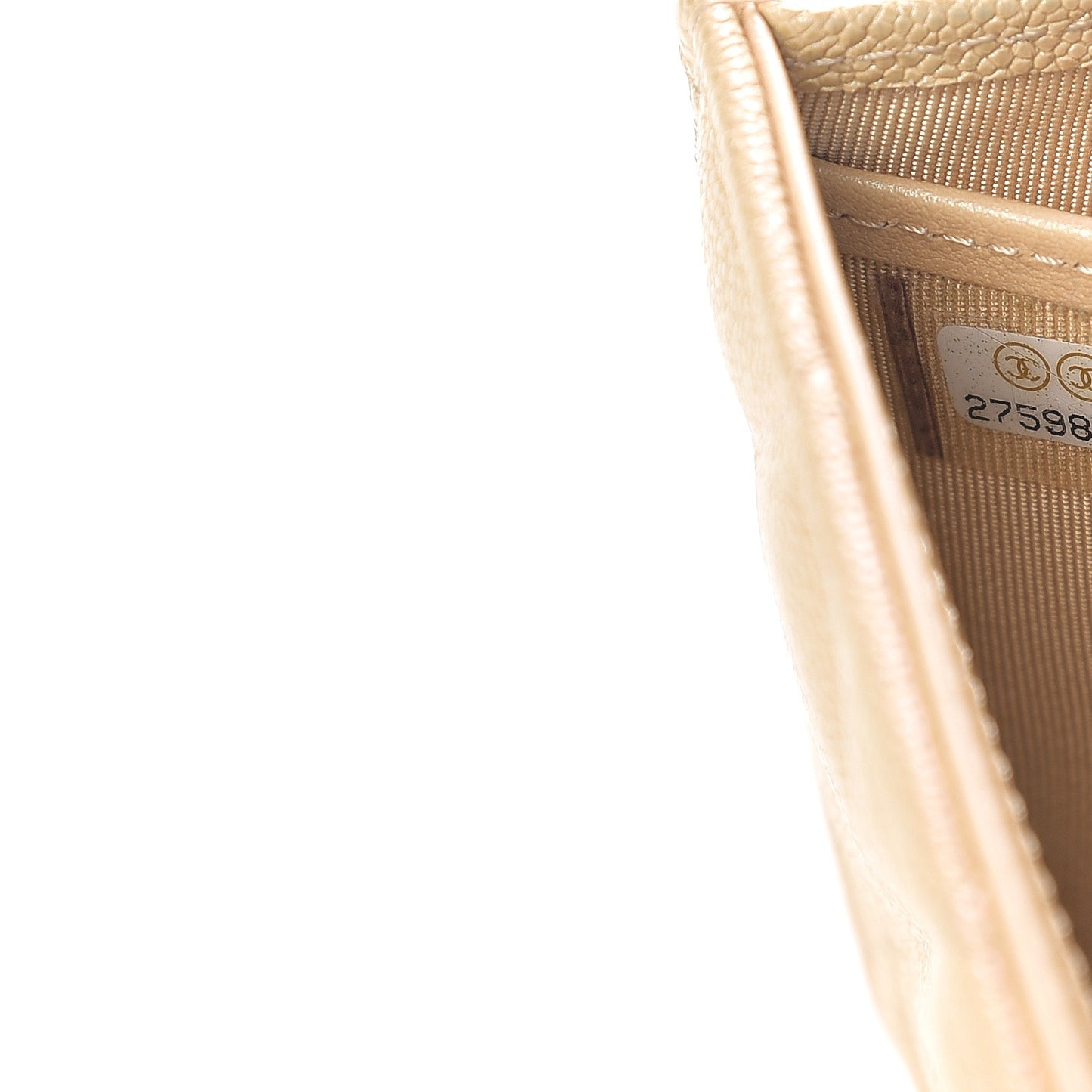 Iridescent Caviar Quilted Long Flap Wallet Beige