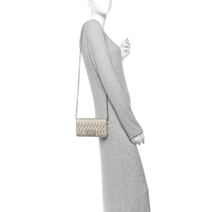Miu Miu Metallic Nappa Matelasse Chain Crossbody Gold 2 of 12