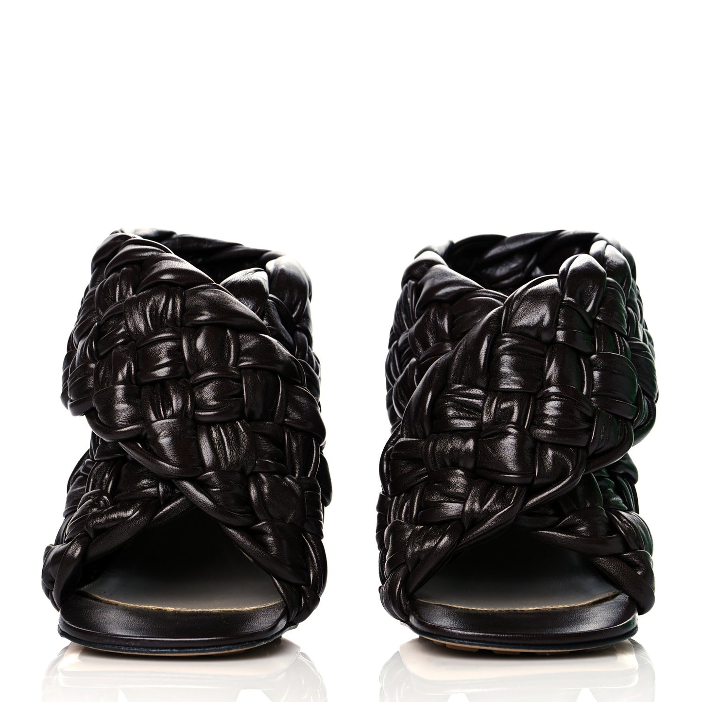 Shiny Nappa Intrecciato The Board Sandals 37.5 Chocolate