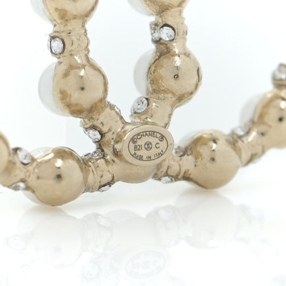Chanel Pearl Crystal Nefertiti CC Earrings Gold 4 of 5