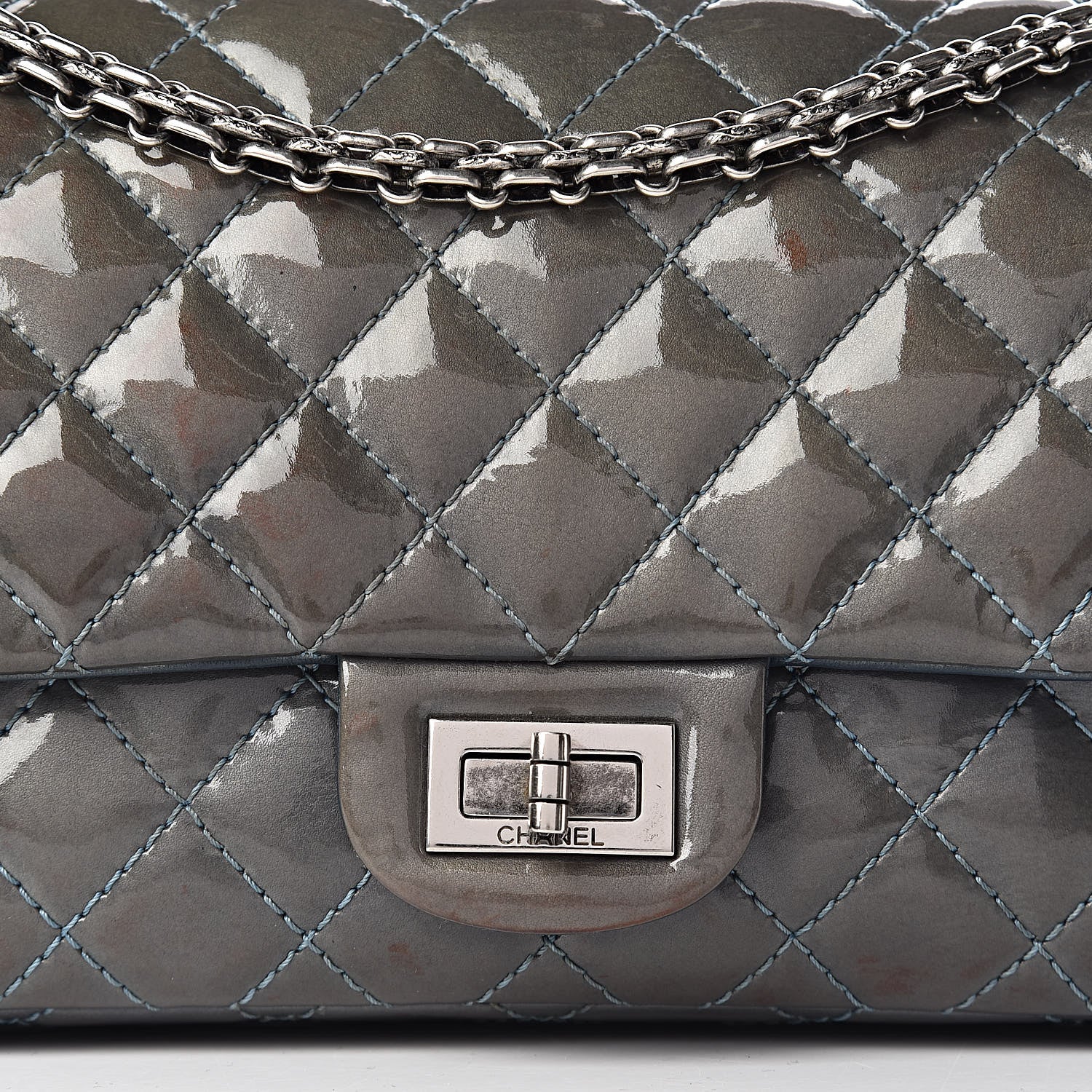 Chanel Patent Quilted 2.55 Reissue 225 Flap Blue 22 of 22