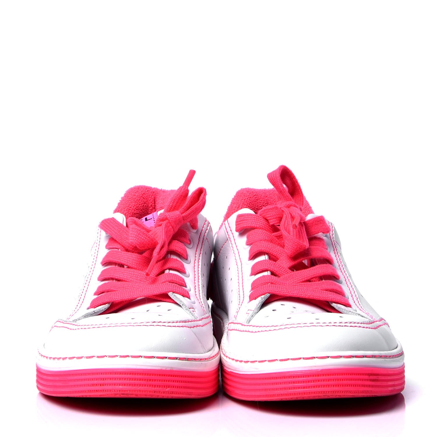 Chanel Calfskin Womens Logo Sneakers 39.5 Fuchsia White 2 of 6