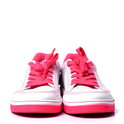 Chanel Calfskin Womens Logo Sneakers 39.5 Fuchsia White 2 of 6
