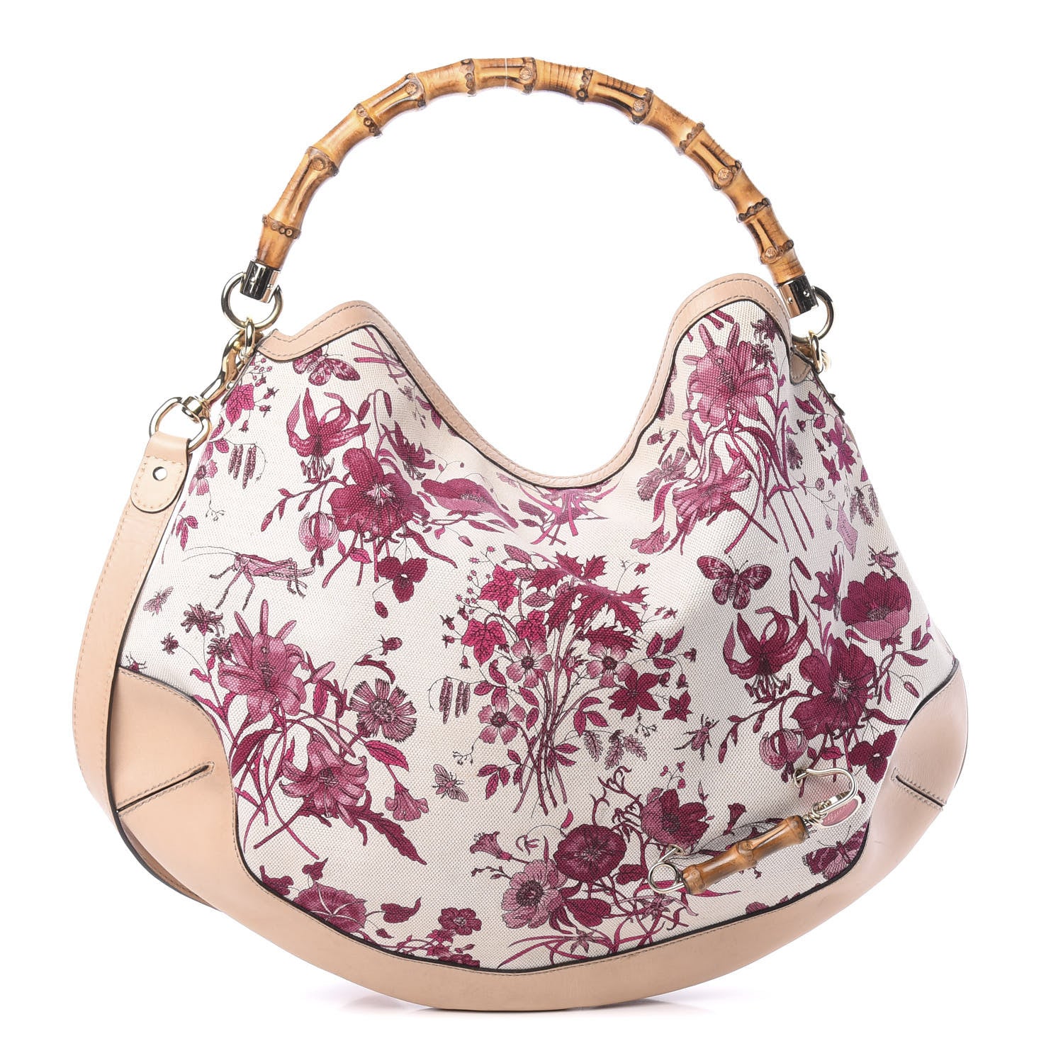 Gucci Canvas Floral Flora Peggy Bamboo Top Handle Hobo 1 of 19