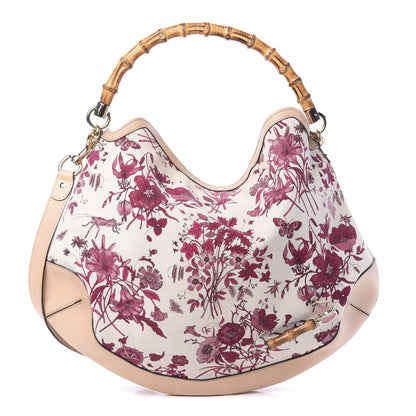Gucci Canvas Floral Flora Peggy Bamboo Top Handle Hobo 1 of 19