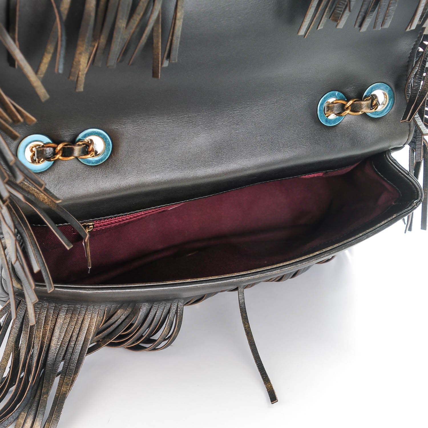 Chanel Metallic Calfskin Quilted Large Into The Fringe Flap Black 6 of 8