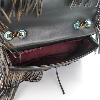 Chanel Metallic Calfskin Quilted Large Into The Fringe Flap Black 6 of 8