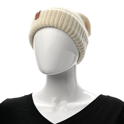 Hermes Cashmere Knit Boston Beanie Hat S Blanc Casse 2 of 5