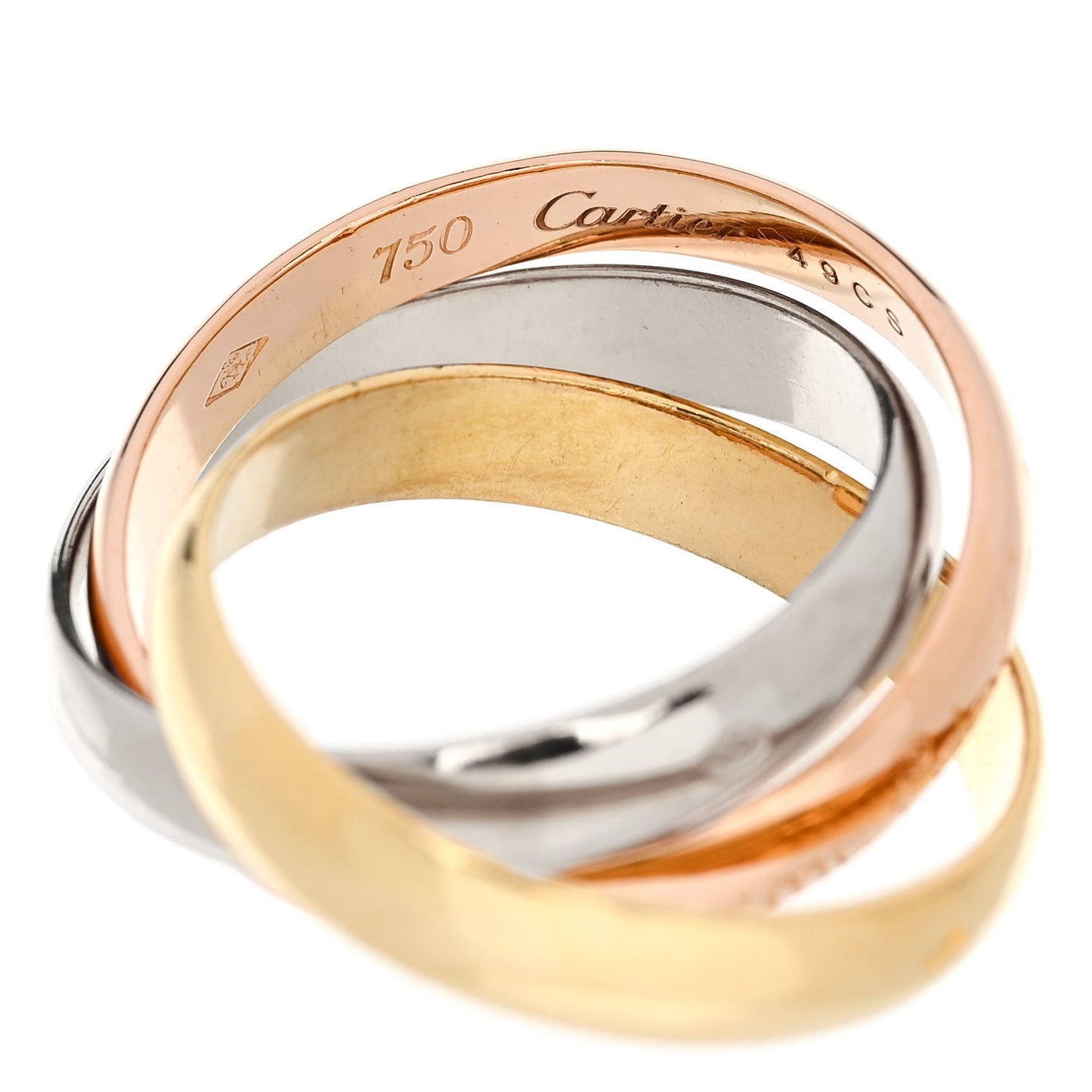 18K Pink Yellow White Gold Classic Les Must De Cartier Trinity Ring 49 5