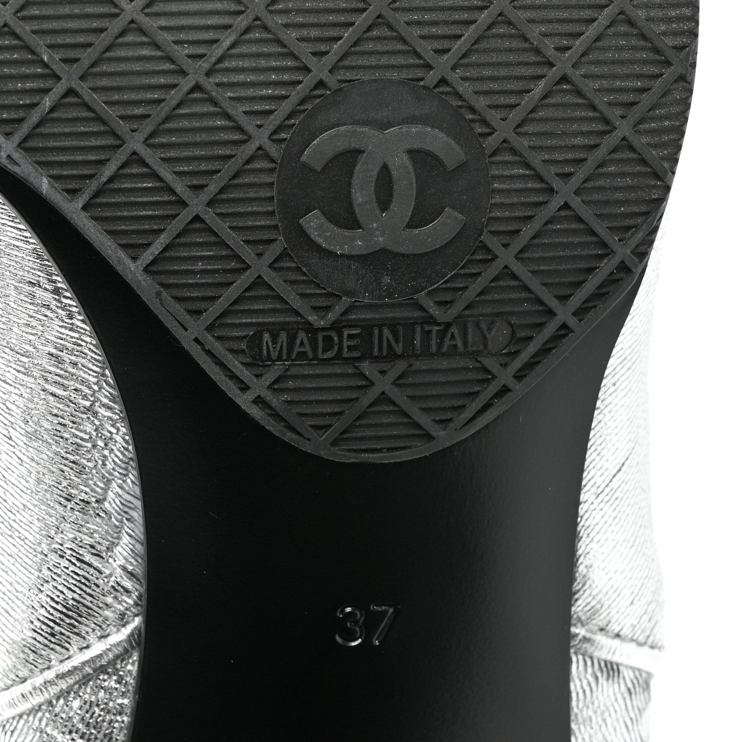 Chanel Fantasy Laminated Lambskin Cap Toe Ankle Boots 37 Silver 6 of 10