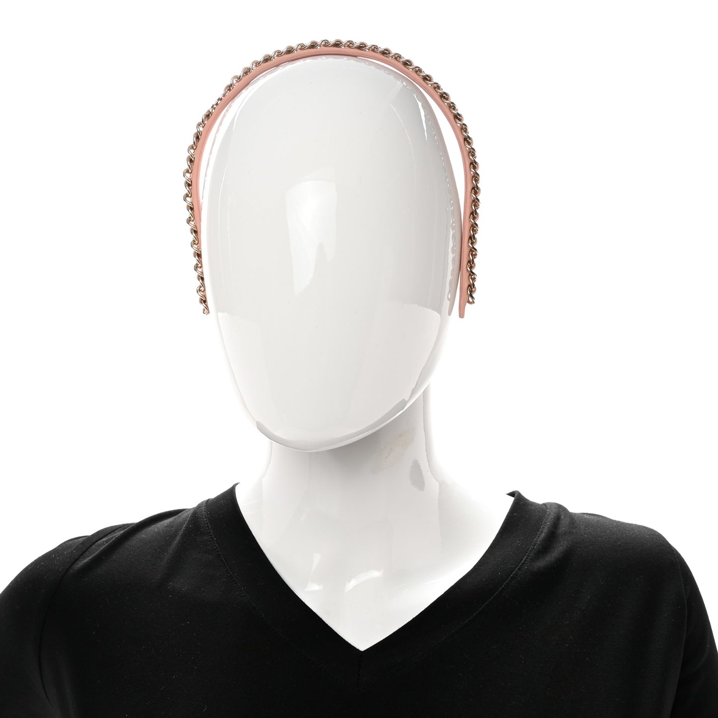 Metal Lambskin CC Turnlock Chain Headband Gold Pink