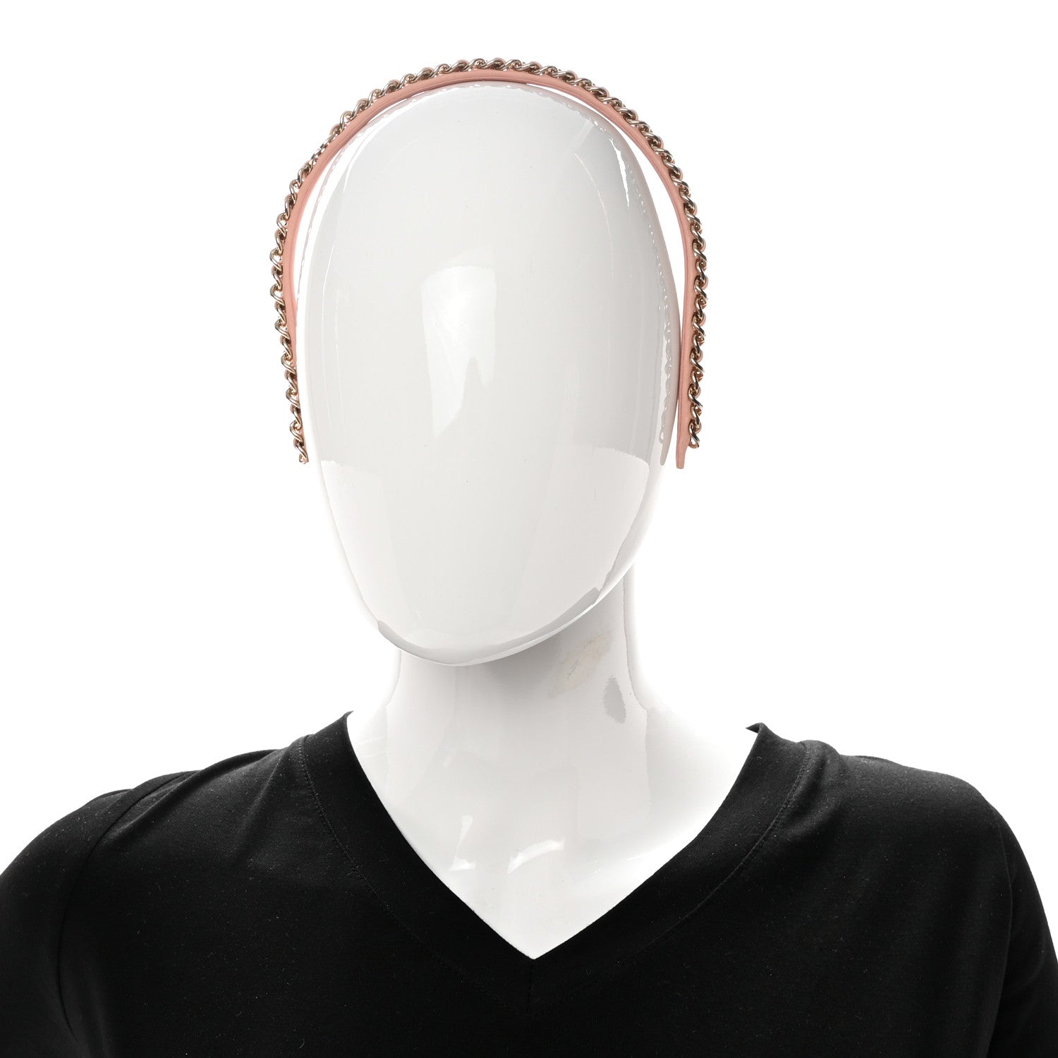 Chanel Metal Lambskin CC Turnlock Chain Headband Gold Pink 2 of 8