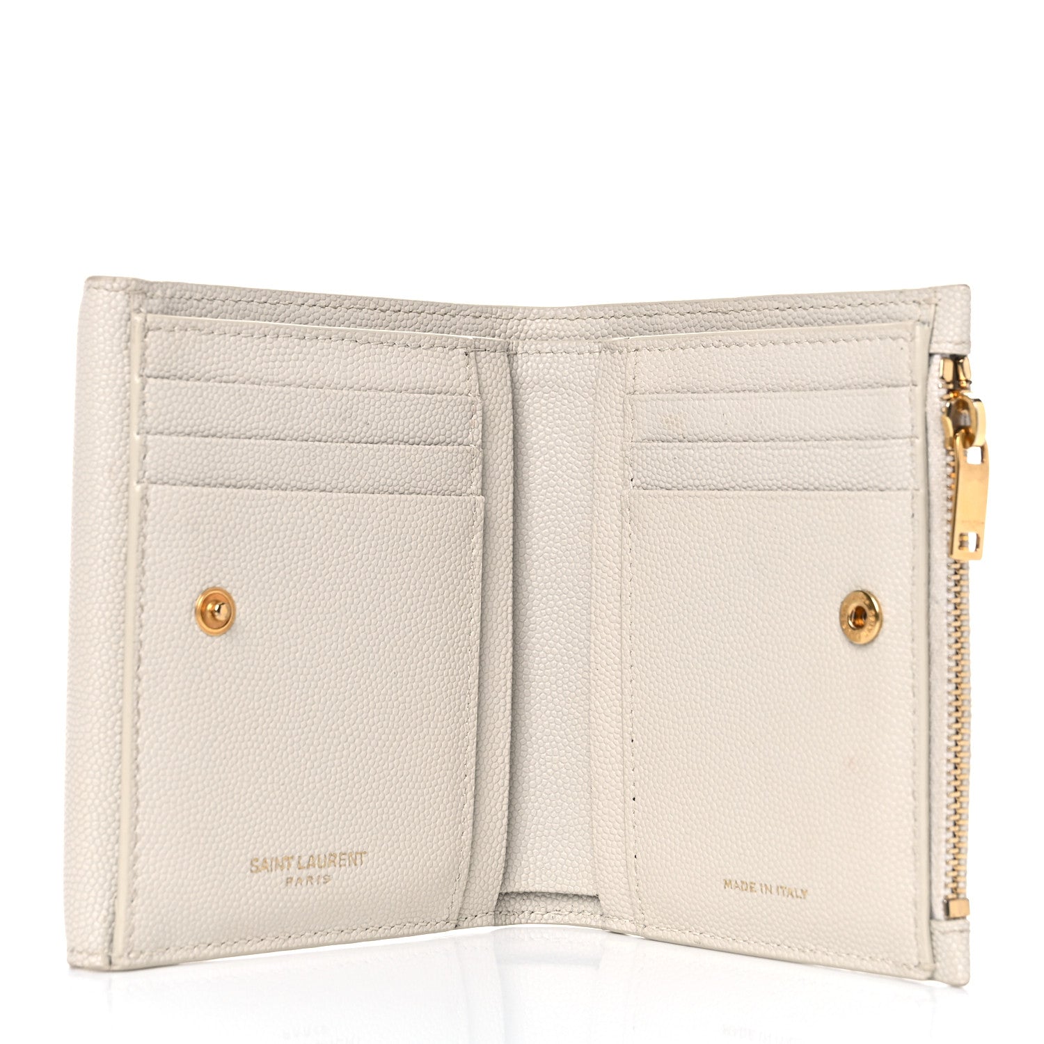 Saint Laurent Grain De Poudre Monogram Uptown Compact Wallet Blanc Vintage 5 of 17