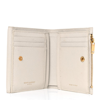 Saint Laurent Grain De Poudre Monogram Uptown Compact Wallet Blanc Vintage 5 of 17