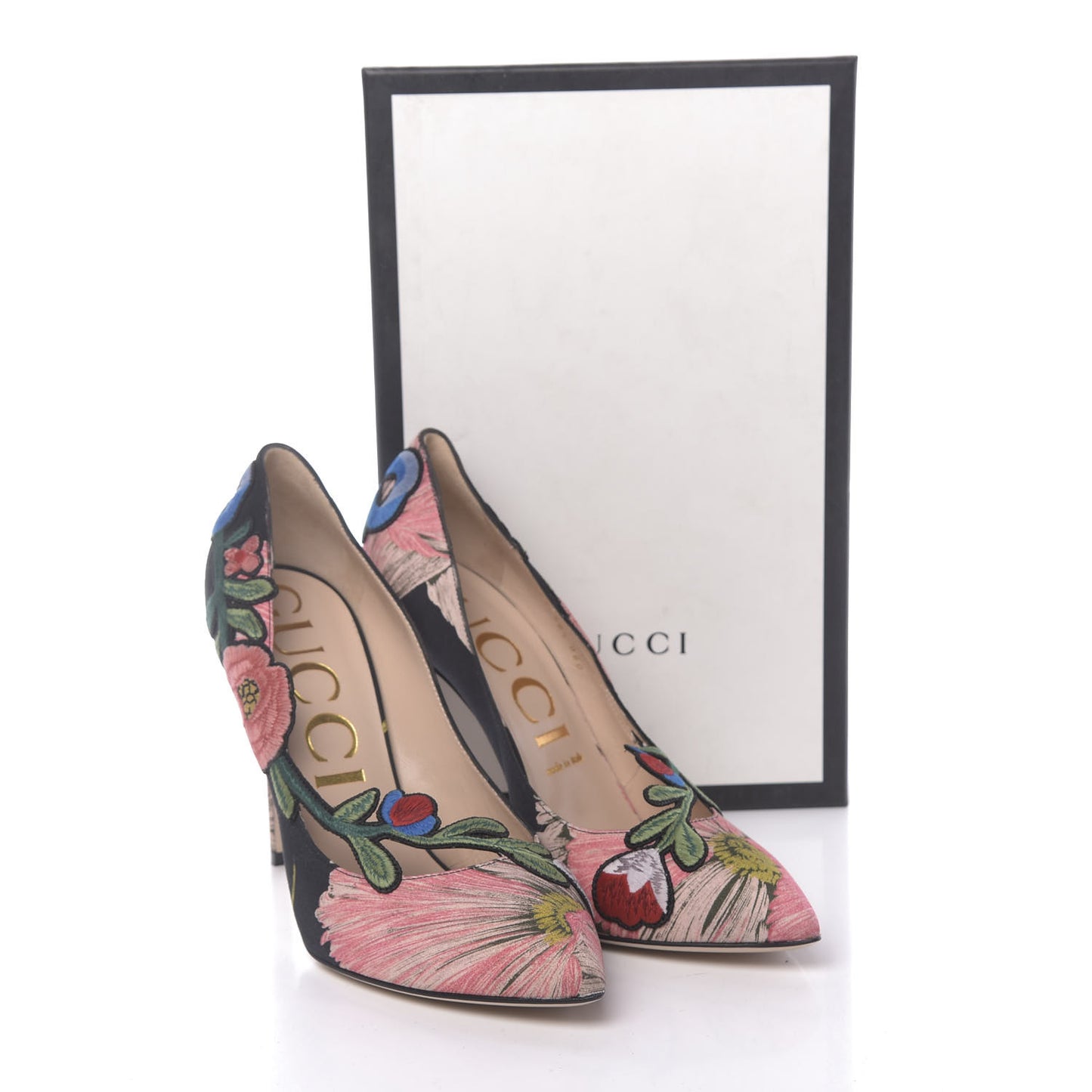 Canvas Flora Print Ophelia High Heel Pumps 40.5 Black Pink