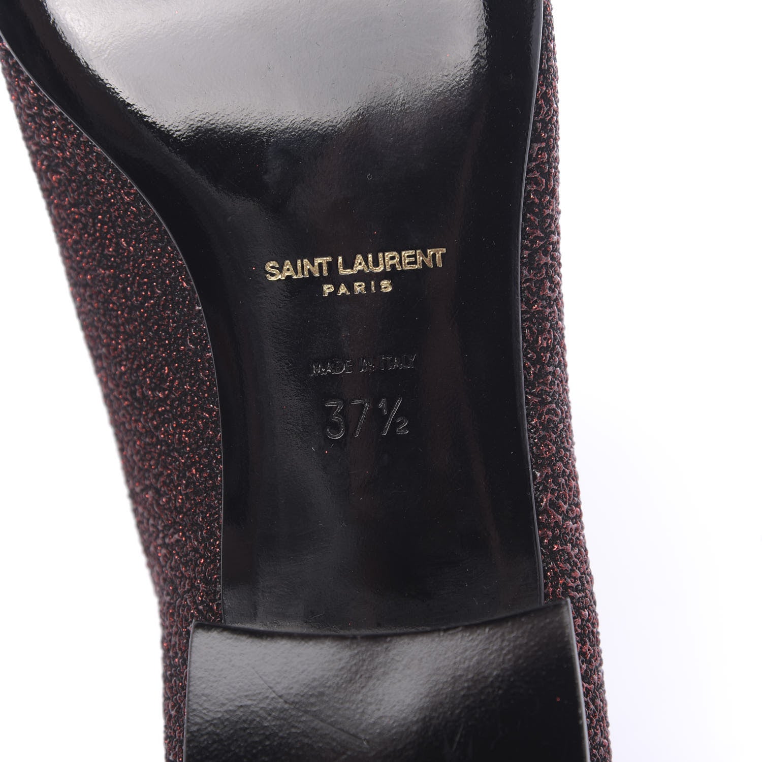 Saint Laurent Metallic Calfskin Smoking Slipper Flat Loafers 37.5 Red Glitter 8 of 8