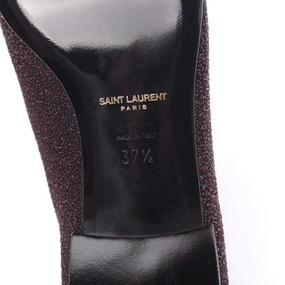 Saint Laurent Metallic Calfskin Smoking Slipper Flat Loafers 37.5 Red Glitter 8 of 8